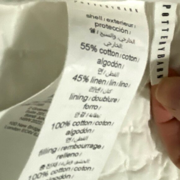 Pottery Barn Pickstitch Standard White Pillow Cover with Ties Farmhouse Bohemian - Picture 5 of 8